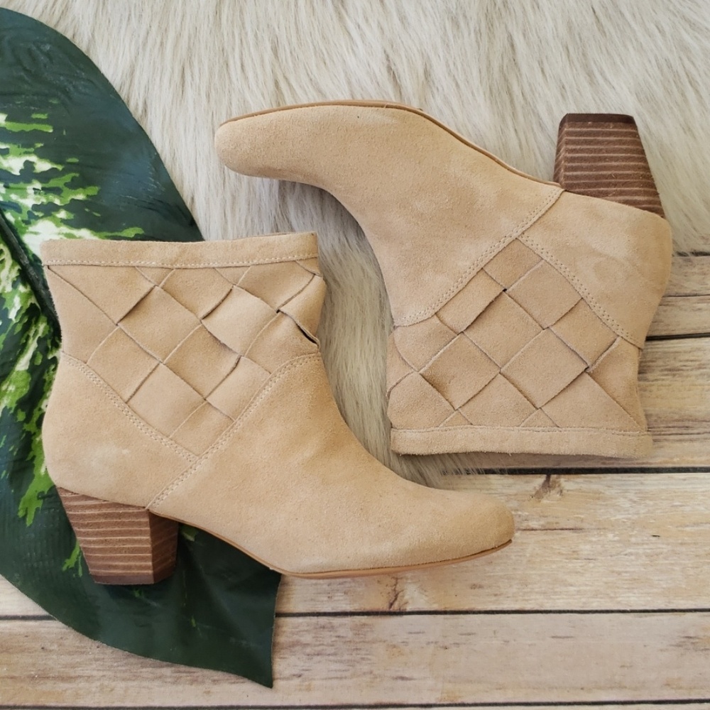 Corso Como Suede Leather Woven Ankle Boots